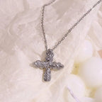 Hammered Cross Necklace 18K Gold Plated Jewelry Waterproof 316L Stainless Steel Titanium Jewelry My Store