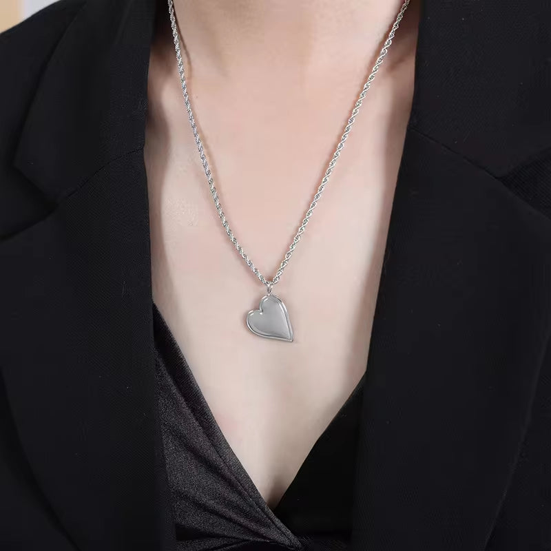 INS Stainless Steel 18K Gold PVD Plated Personalized Heart Earrings Necklace Titanium Steel Heart Choker Necklace My Store