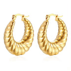 Wholesale Waterproof 18K PVD Stainless Steel Chunky Hollow Croissant Hoop Earring Statement Earring FJER0002 My Store