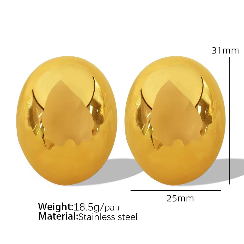JEWELRY EH148-EH149 Fashion Texture Three-Dimensional Oval Earrings Simple Versatile Earrings for Women My Store