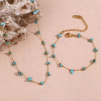 Turquoise Choker Gemstone Beaded Gold Plated Necklace Stainless Steel Jewelry Valentines Day Gift 2024 My Store