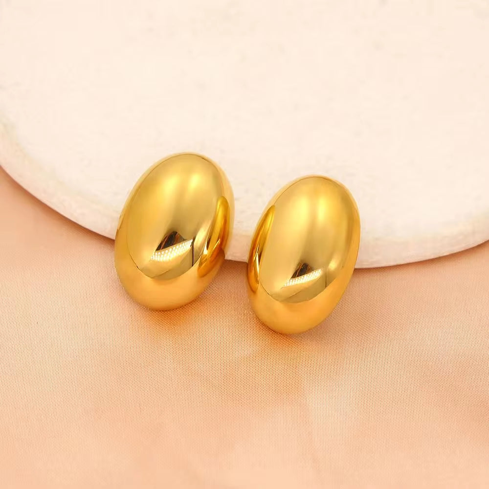 Hot Sales Hollow Oval Stainless Steel Stud Earrings Elegant Women'S Polished Gold Silver Color Ear Jewelry Low MOQ My Store