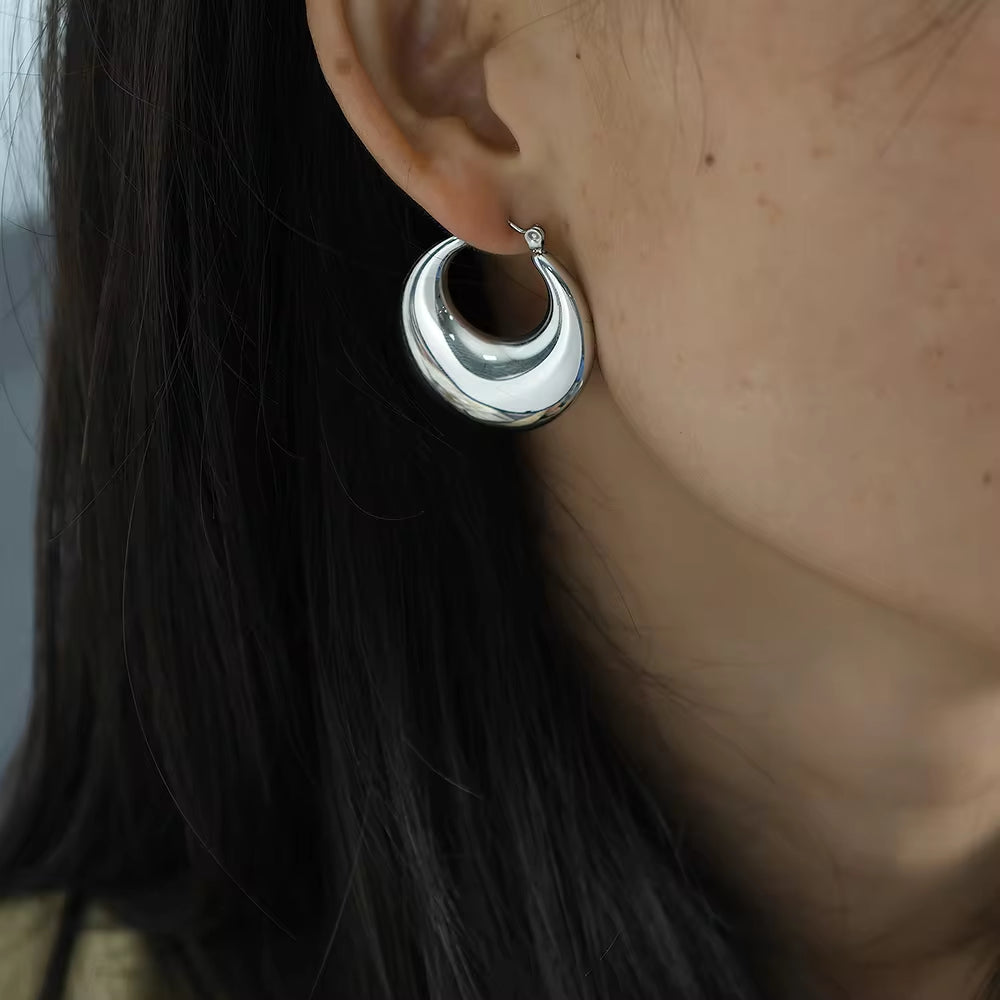 JEWELRY EH24-EH25 French High Quality Earrings Glossy Stainless Steel 18K Gold Plated Earrings Wholesale My Store