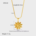 18K Gold Flower Necklace Stainless Steel Double Layer Gold Colors Daisy Flower Pendant Necklace for Women My Store