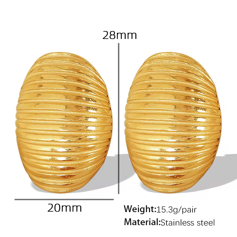 JEWELRY EH186 French Multi-Layer Pleated Openwork Textured Stainless Steel Earrings Tide My Store