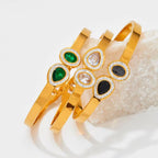 18K Gold Plated White Cubic Zirconia Setting Stainless Steel Band Bangles for Female My Store