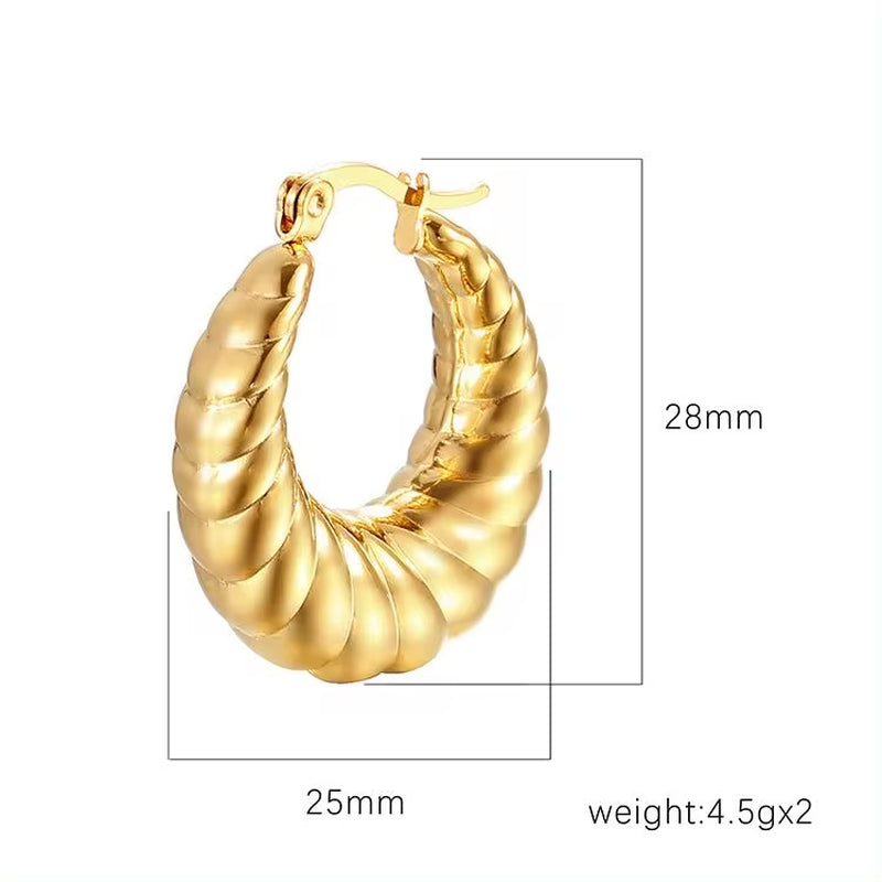 Wholesale Waterproof 18K PVD Stainless Steel Chunky Hollow Croissant Hoop Earring Statement Earring FJER0002 My Store