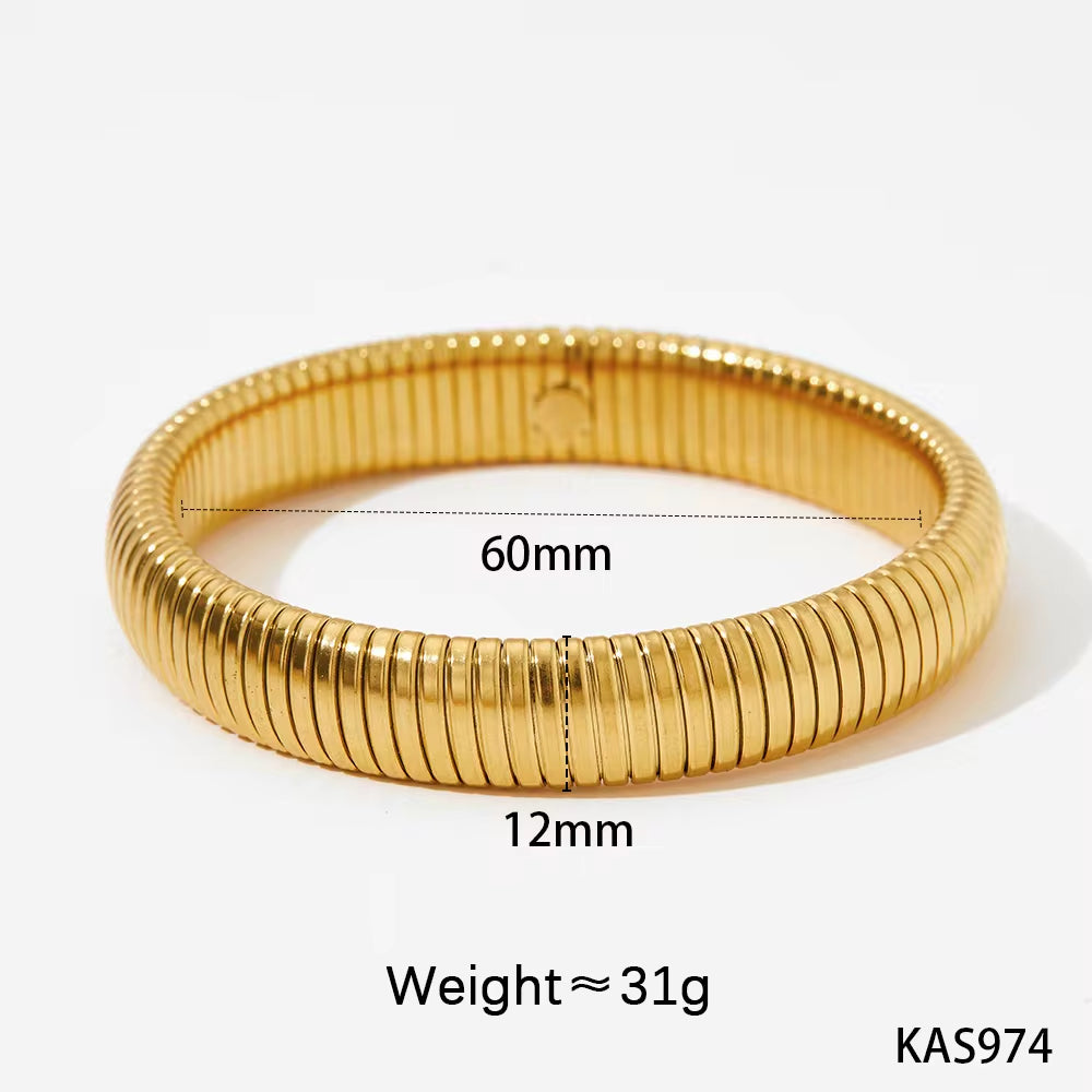 Chunky Statement Elastic Snake Chain Bangles Bracelet Exaggerated Streetwear Non Tarnish Stainless Steel Bangle Jewelry My Store