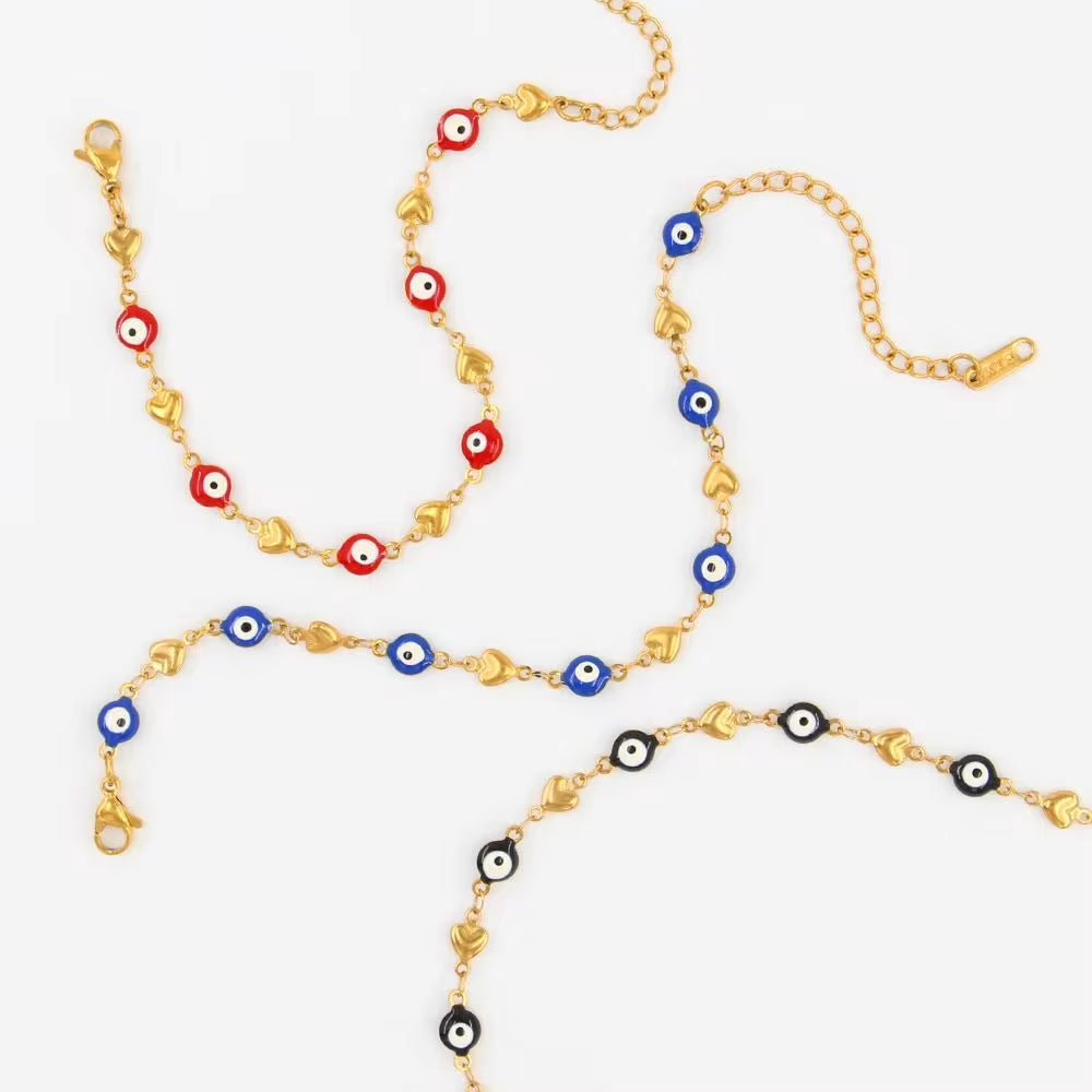 Charms New Beads Bracelets for Women Men Lucky Turkey Heart Eyes Link Chain Bracelet Friendship Jewelry My Store