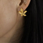 JEWELRY EH23 French Petal Embossed Earrings Stainless Steel 18K Gold Plated Fashion Earrings My Store