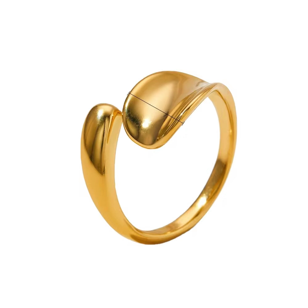 New 2024 Unique Stylish Glossy Surface Ring Casual Geometry Irregular Stainless Steel Rings for Girls My Store