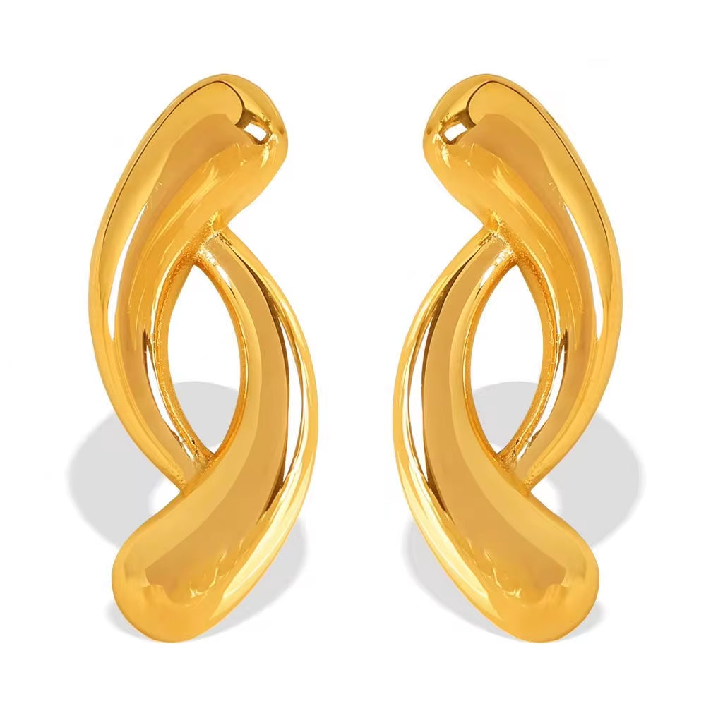 JEWELRY EH279 Simple and Versatile Irregular Circle Geometric Earrings Stainless Steel 18K Gold Plated Earrings My Store