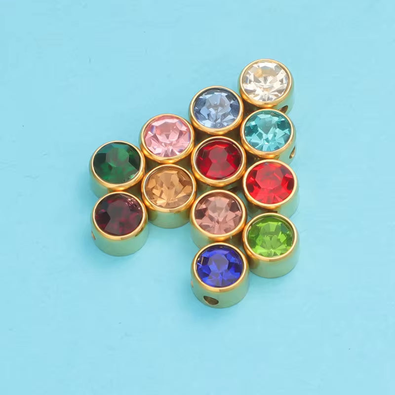 Waterproof 18K PVD Gold Plated 12 Month Birthstone Necklace Stainless Steel Colorful Crystal Pendant Necklace for Women My Store