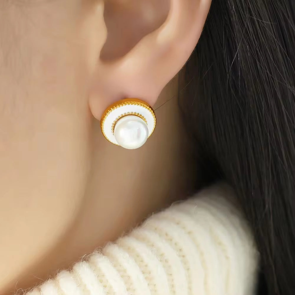 JEWELRY EH209 French Pearl Earrings Female New Fashion Temperament Senior Sense of Small Fragrant Wind Earrings My Store