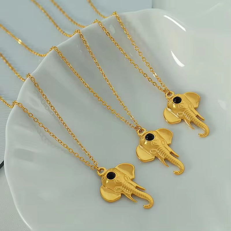 JEWELRY XL60 Trendy Elephant Pendant Collarbone Chain Fashion Modern Feeling Plated 18K Gold Necklace My Store