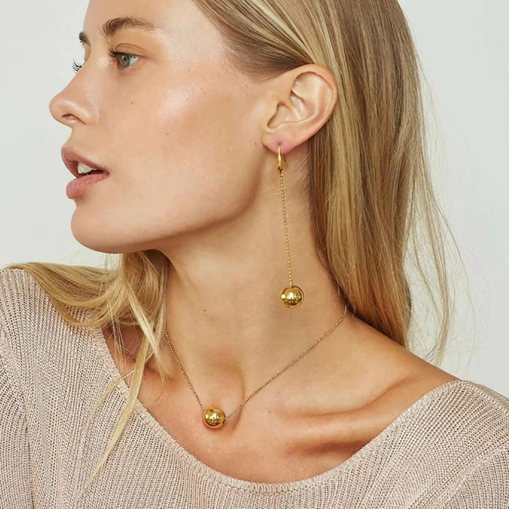 Drop Shipping Ins Ball Pendant Ring Earrings Necklace Stainless Steel Gold Plated Jewelry Accessories Set for Women My Store