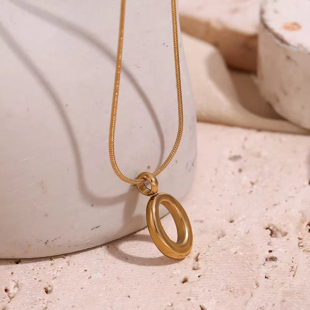 Minimalist Snake Chain O Shape Pendant Necklace Gold Plated Jewelry Stainless Steel Necklace My Store