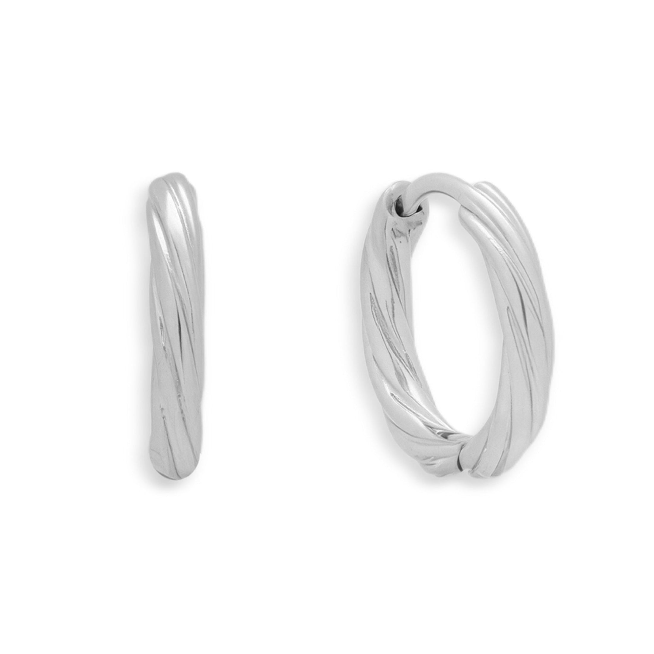 Twist Texture Huggie Hoop Earrings Angel