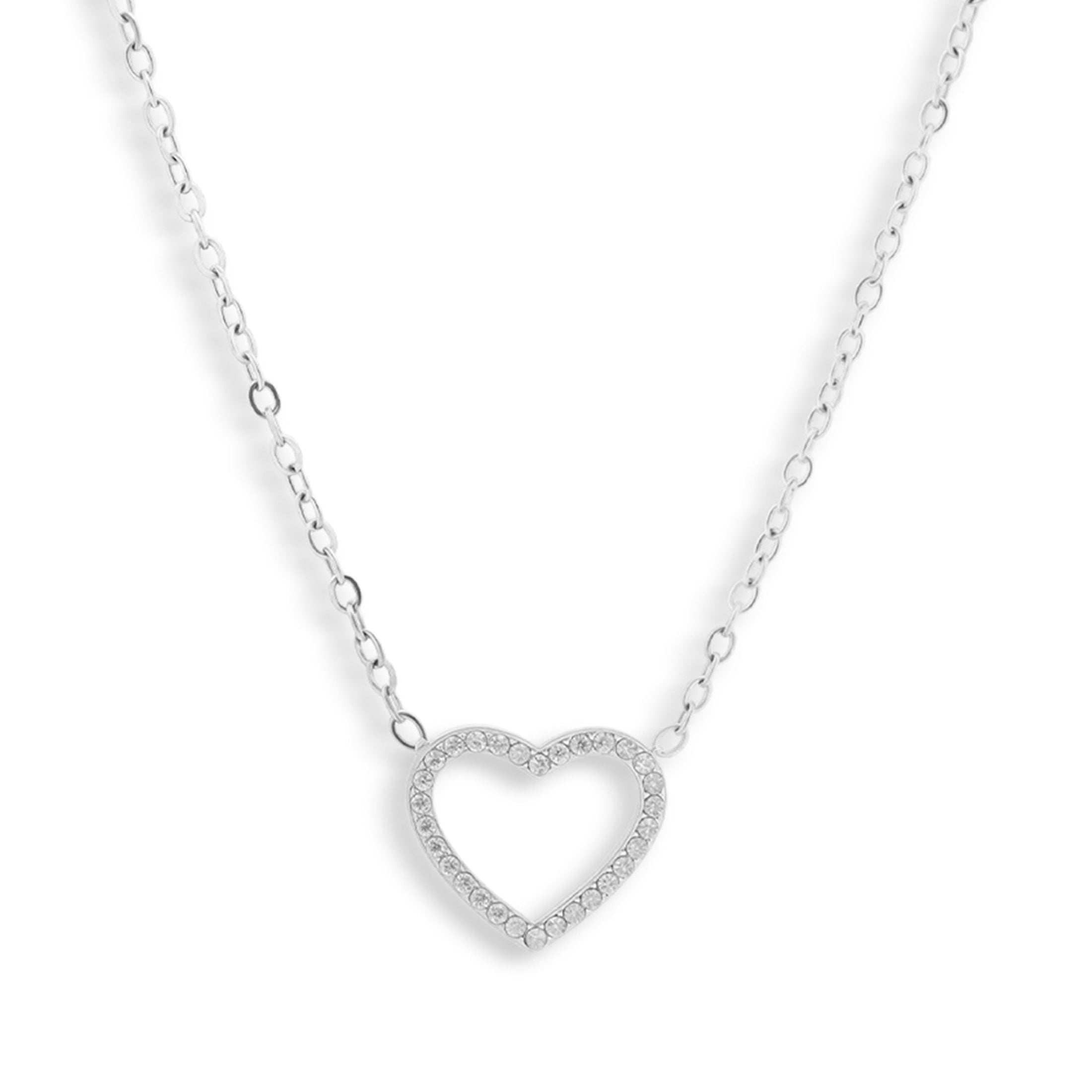 Crystal Heart Outline Necklace Angel