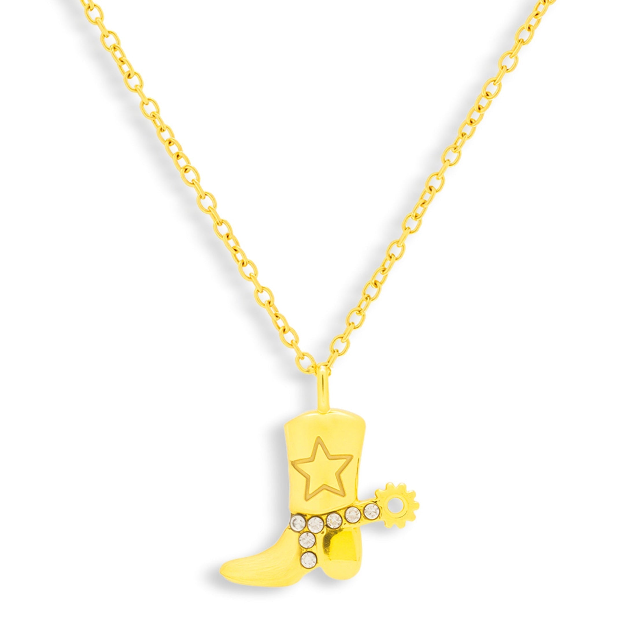 Cowboy Boot Crystal Charm Necklace Angel