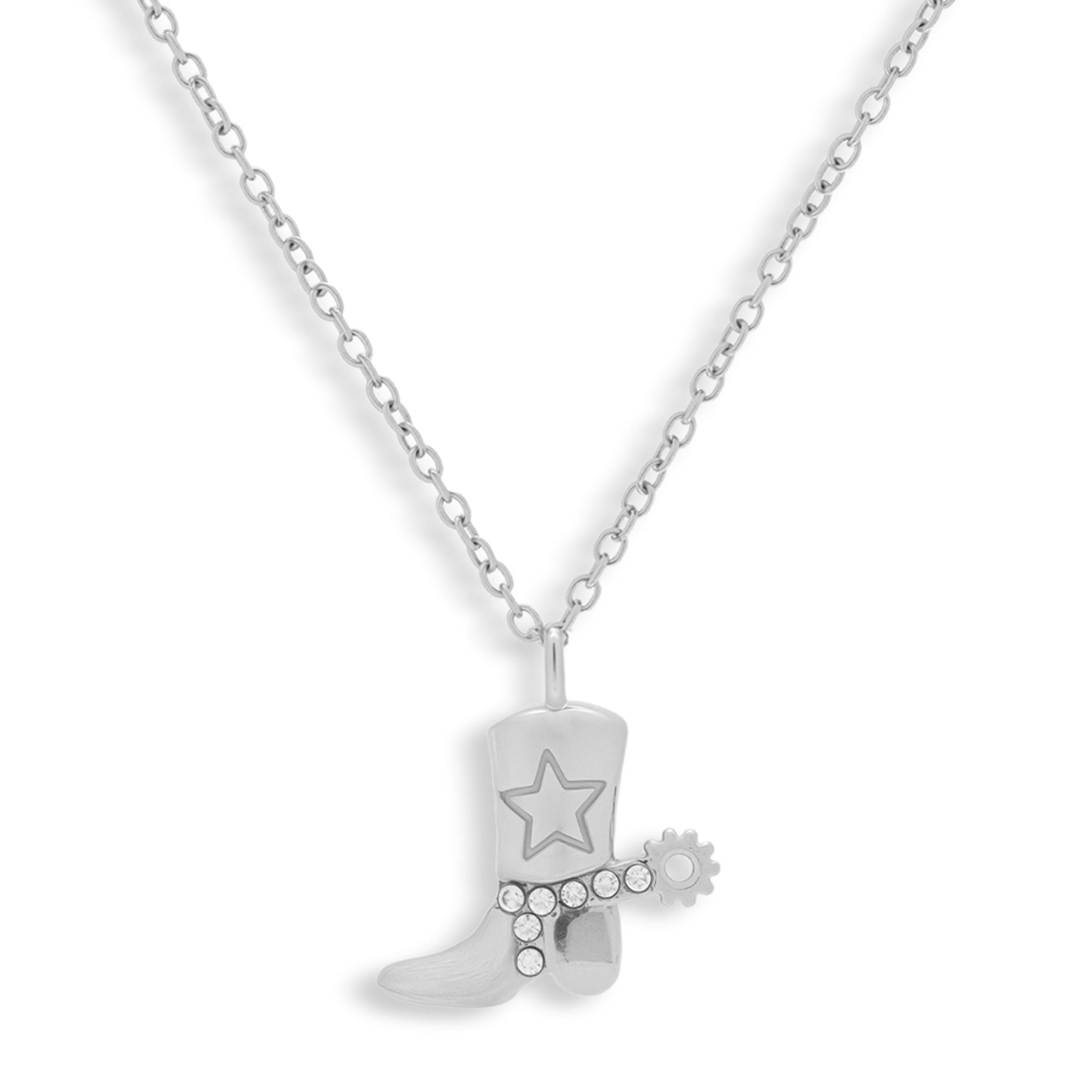 Cowboy Boot Crystal Charm Necklace Angel