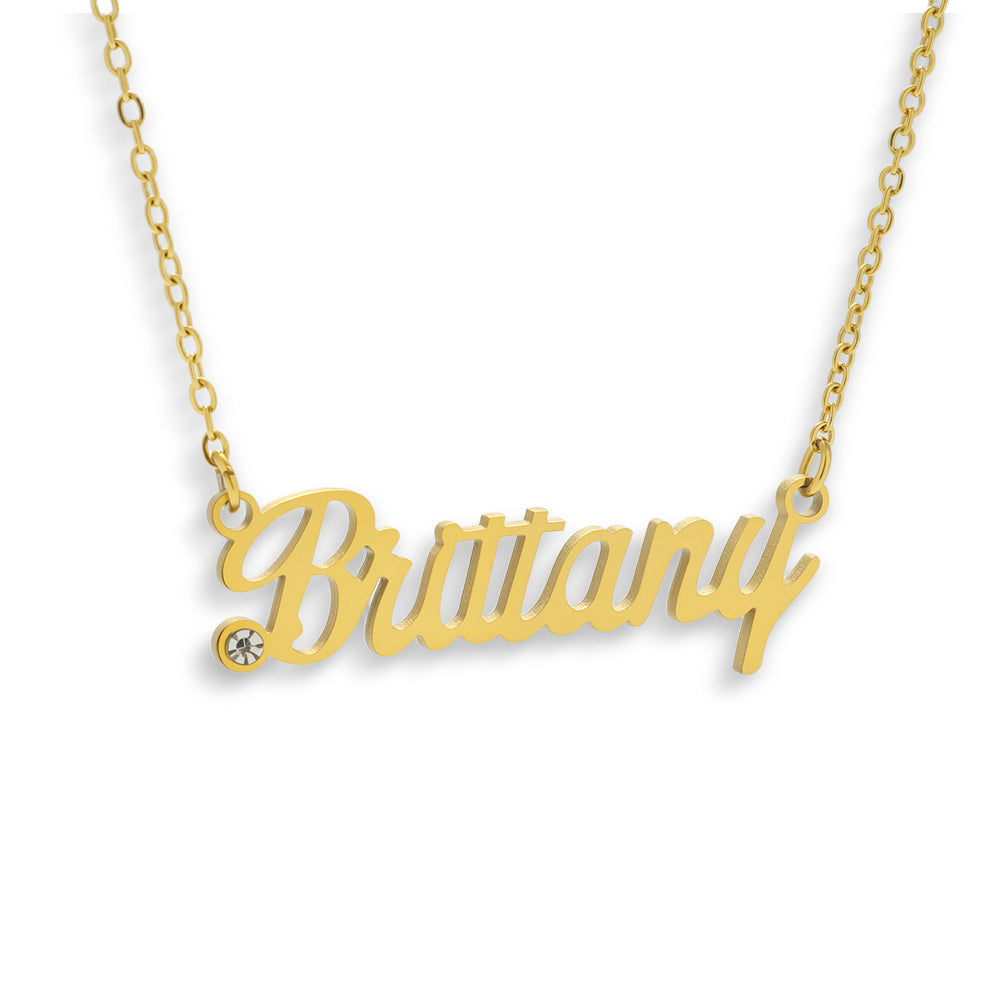 Custom/Personalized Nameplate with Gemstone Necklace Alice