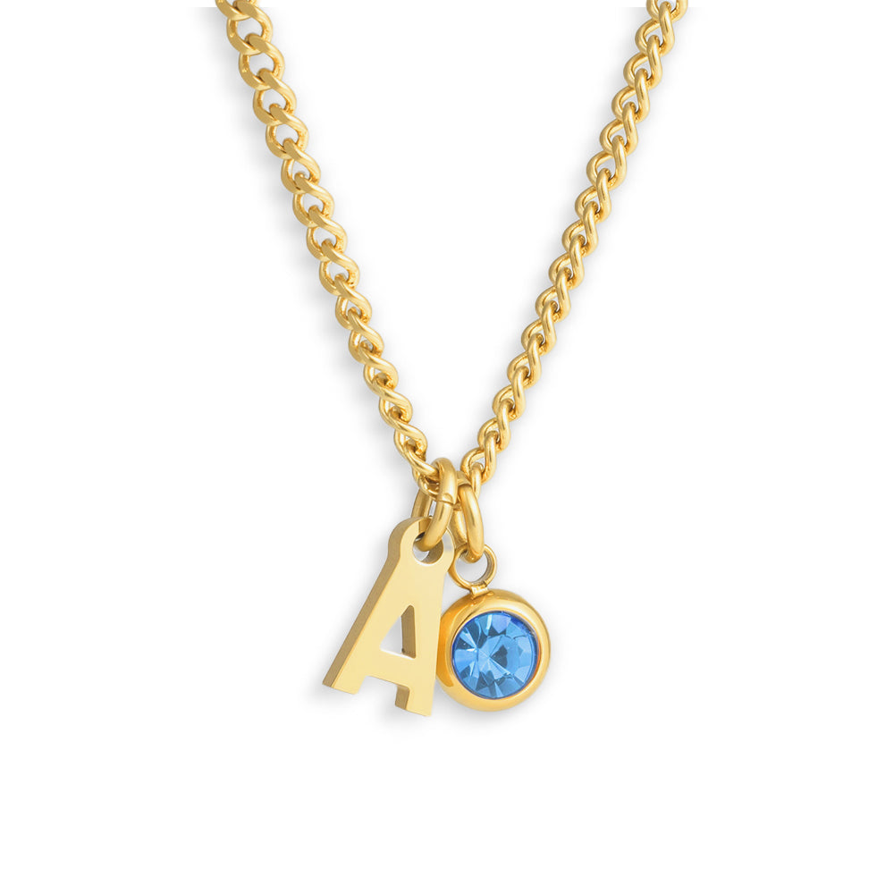 Custom/Personalized Initial Pendant Necklace w/ Birthstone Alice