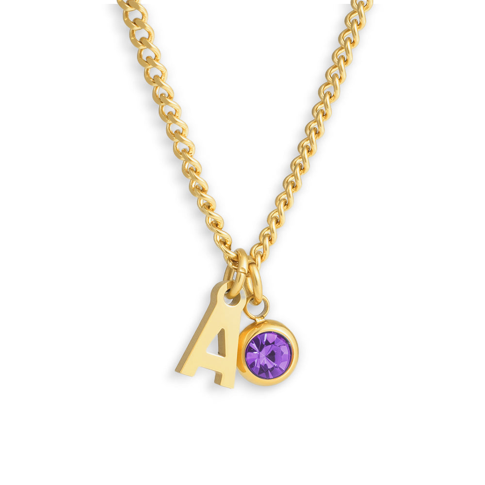 Custom/Personalized Initial Pendant Necklace w/ Birthstone Alice