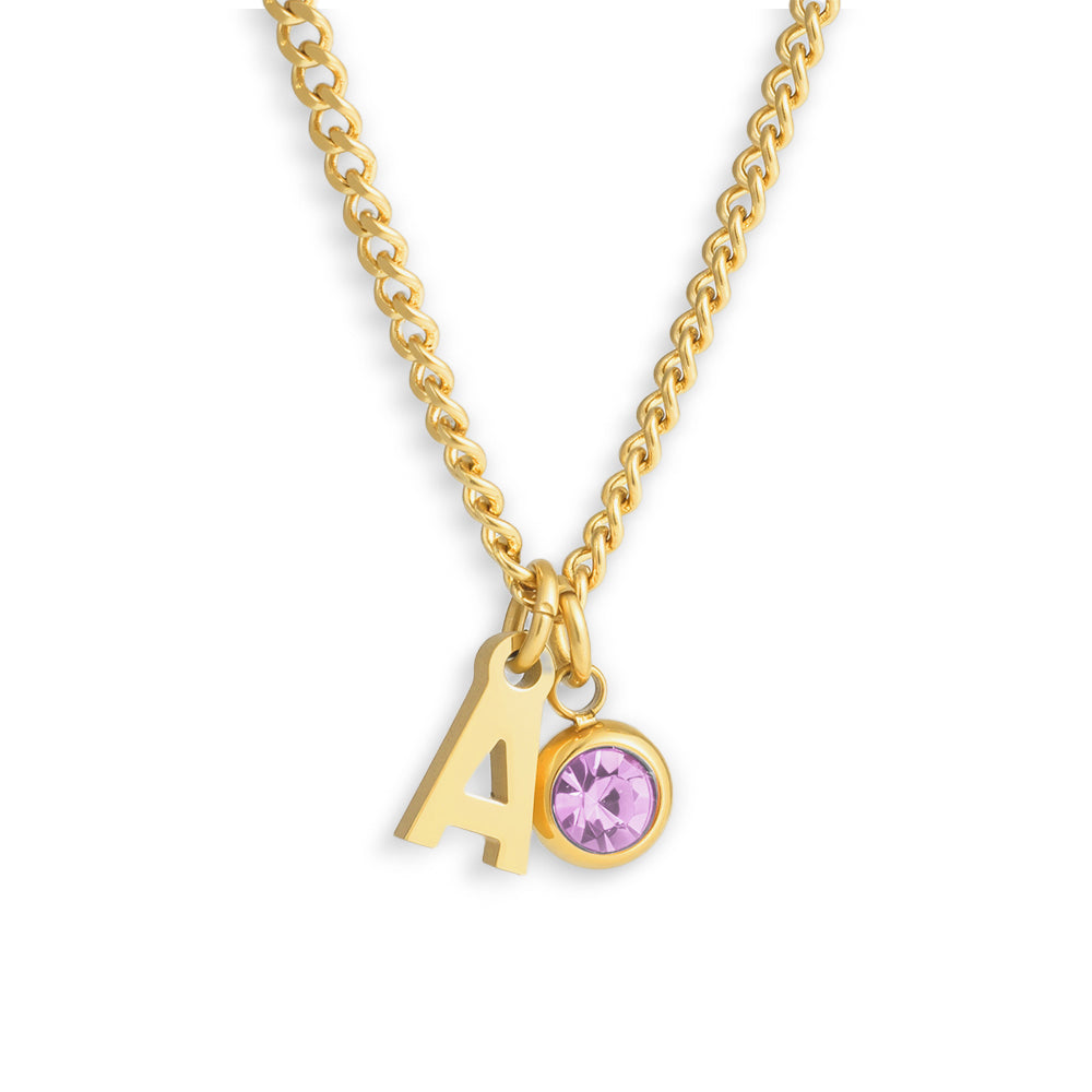 Custom/Personalized Initial Pendant Necklace w/ Birthstone Alice