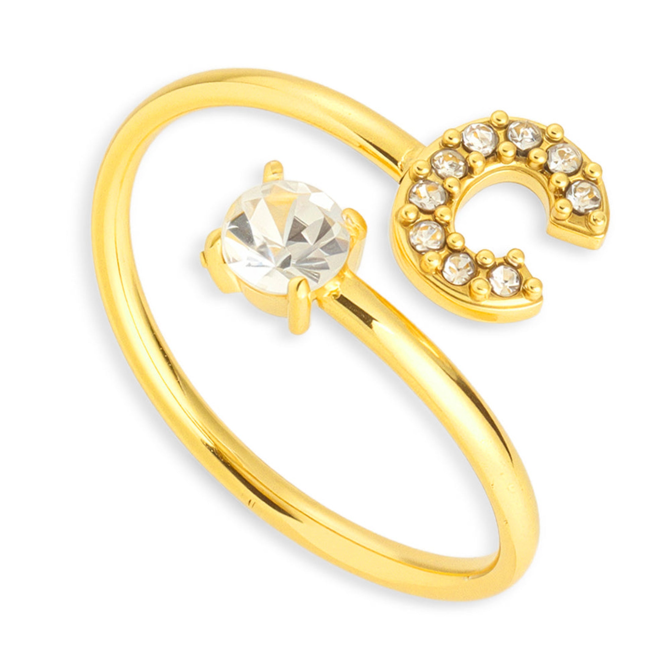 Sparkle Initial Wrap Ring Angel