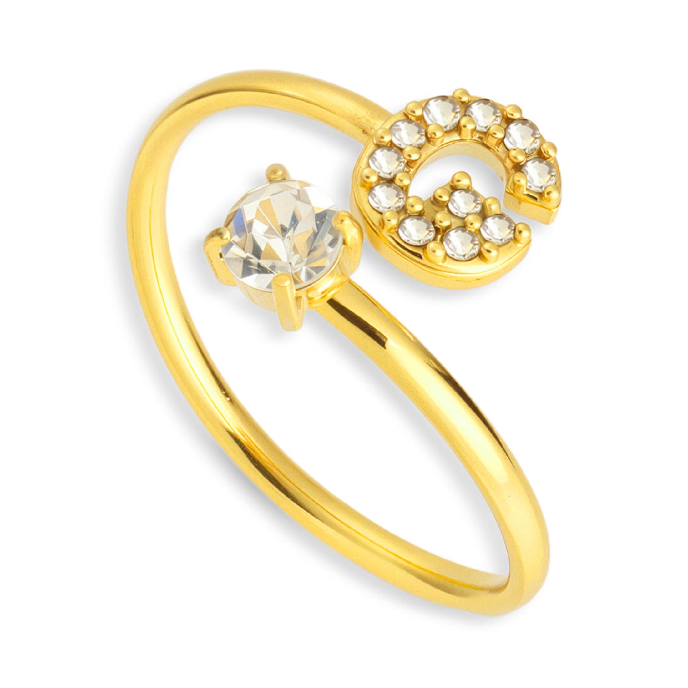 Sparkle Initial Wrap Ring Angel