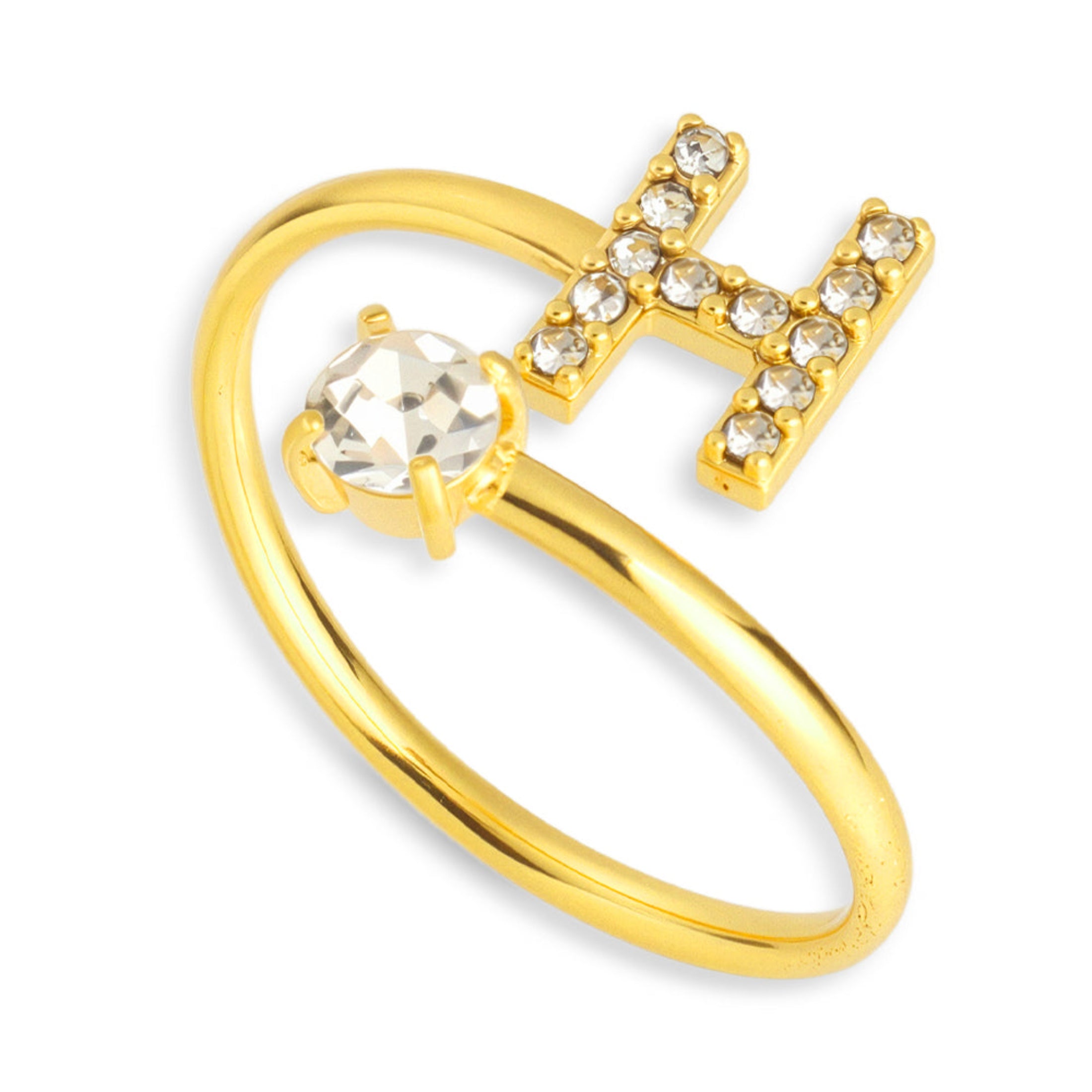 Sparkle Initial Wrap Ring Angel