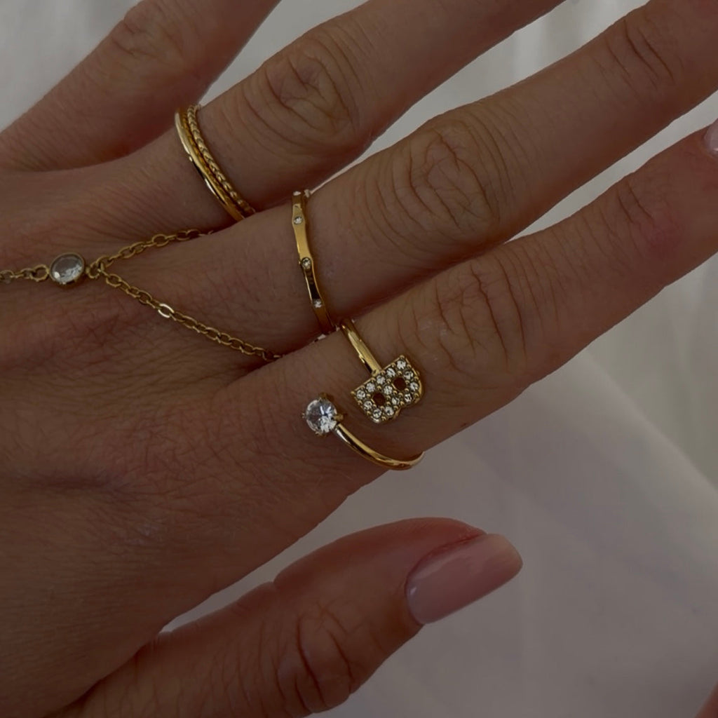 Sparkle Initial Wrap Ring Angel