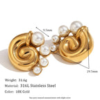 Fresh Water Pearl Winding Conch Stud Earrings Tarnish Free Jewelry Gold Plated Earrings Stainless Steel Jewelry My Store