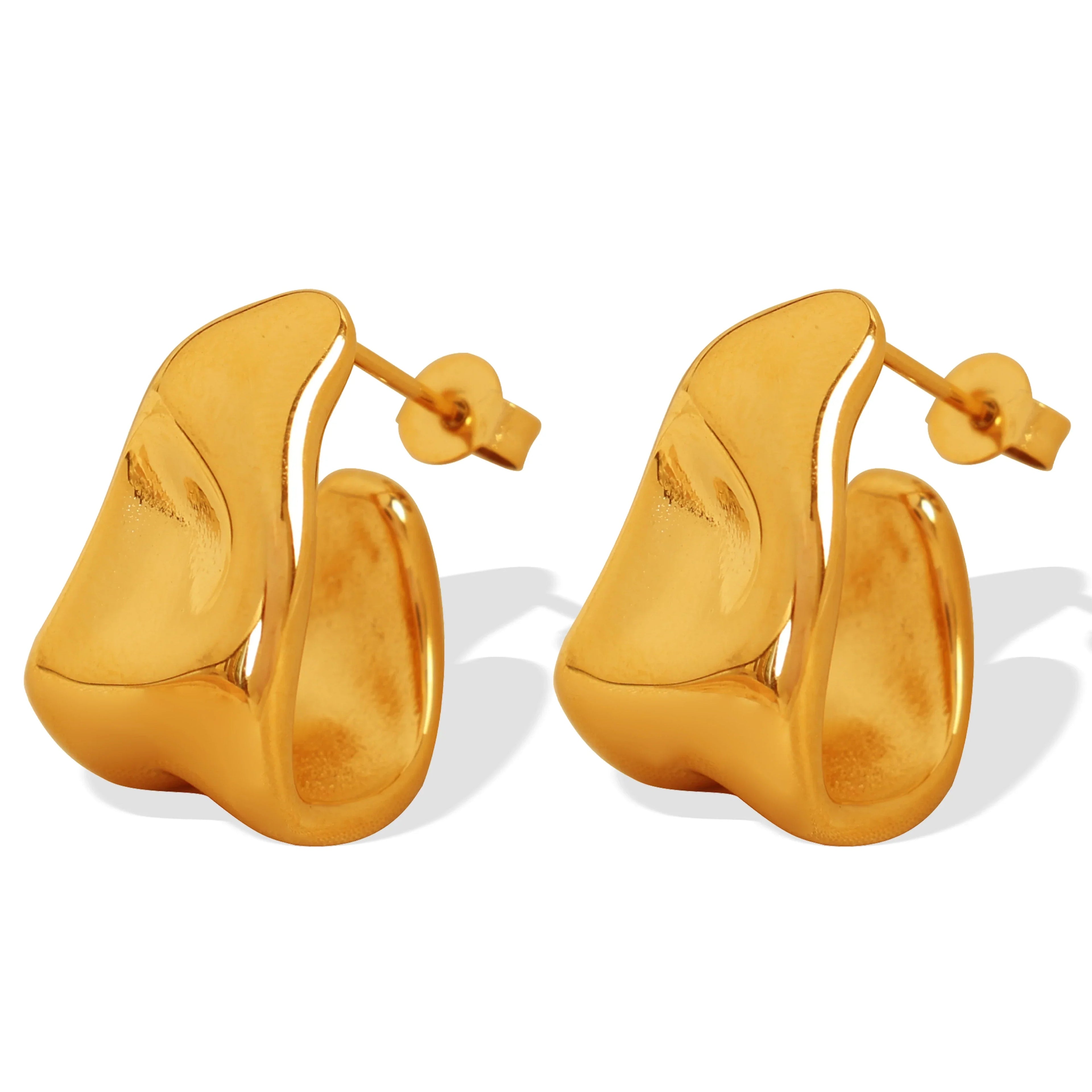 JEWELRY EH291 the Most Competitive Price Creative Simple Glossy Stainless Steel Gold-Plated Earrings My Store