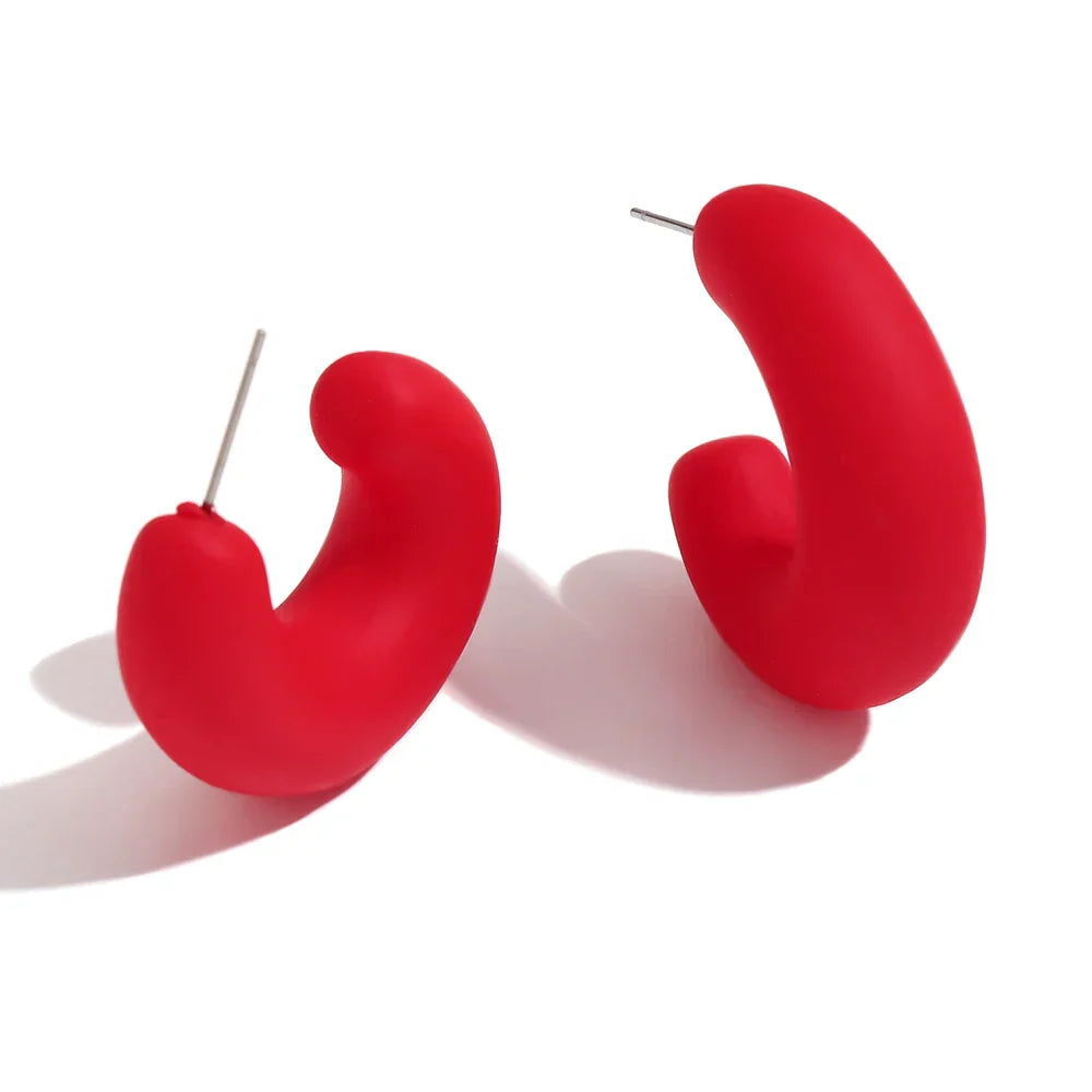 Colorful ABS Resin Spring Jewelry Enamel Hoop Earrings Stainless Steel Jewelry Gifts for Women My Store