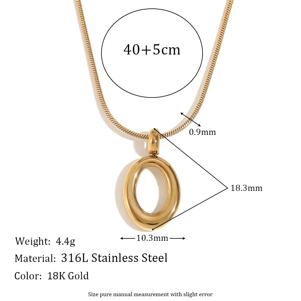 Minimalist Snake Chain O Shape Pendant Necklace Gold Plated Jewelry Stainless Steel Necklace My Store