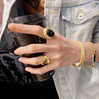 New 2024 Unique Stylish Glossy Surface Ring Casual Geometry Irregular Stainless Steel Rings for Girls My Store