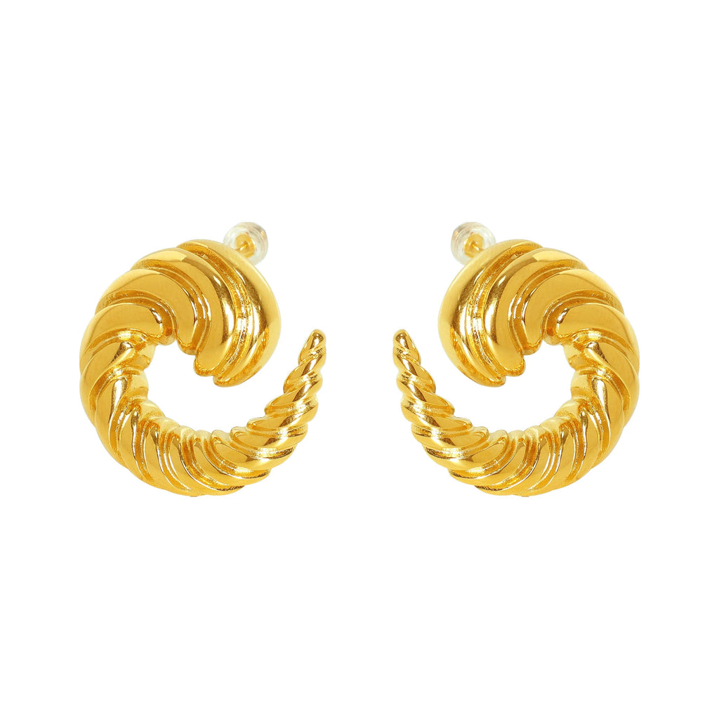 JEWELRY EH80 French Stainless Steel Stud Earrings Fashion Cow Horn Pattern Earrings for Women My Store