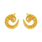 JEWELRY EH80 French Stainless Steel Stud Earrings Fashion Cow Horn Pattern Earrings for Women My Store