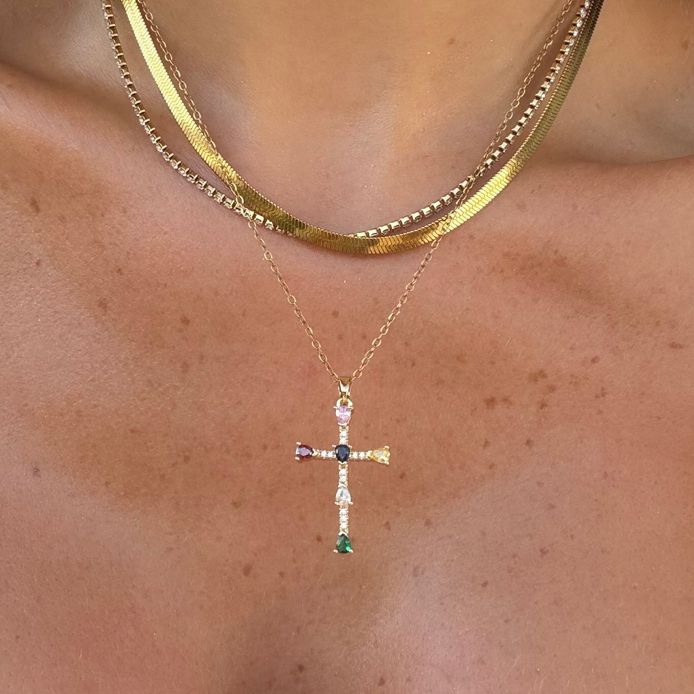 Rainbow Blessings Cross Necklace Nicole
