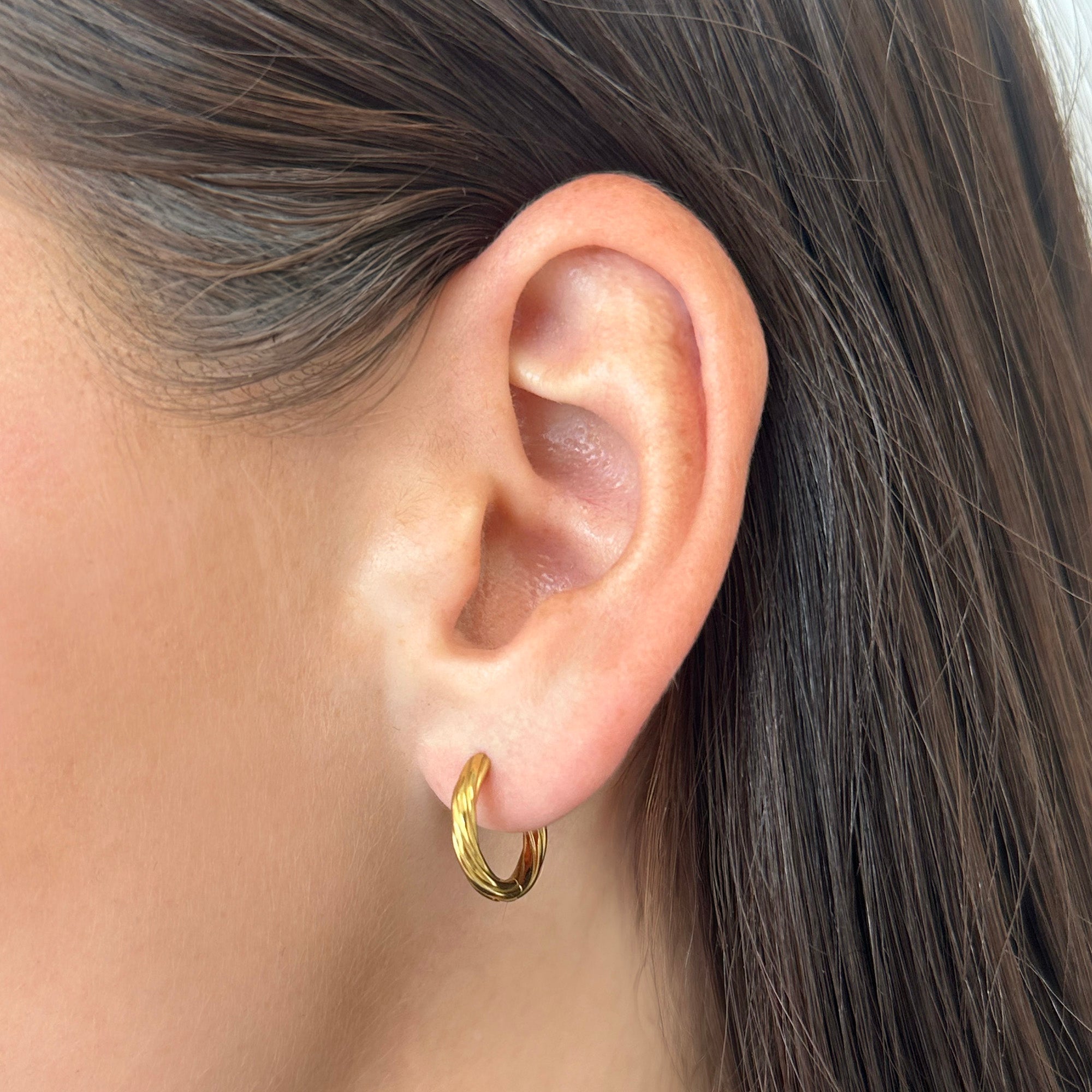 Twist Texture Huggie Hoop Earrings Angel