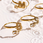 Sparkle Initial Wrap Ring Angel