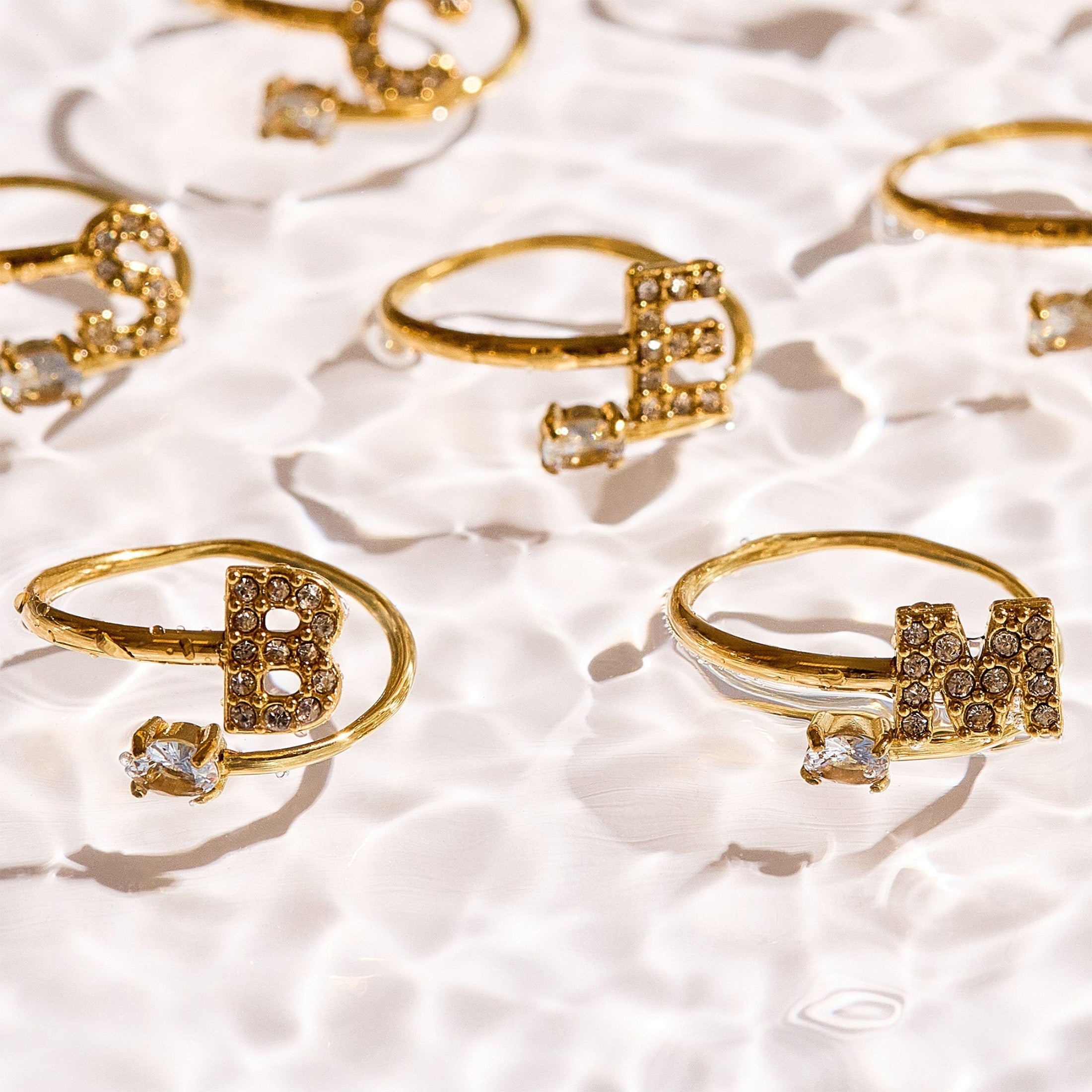 Sparkle Initial Wrap Ring Angel