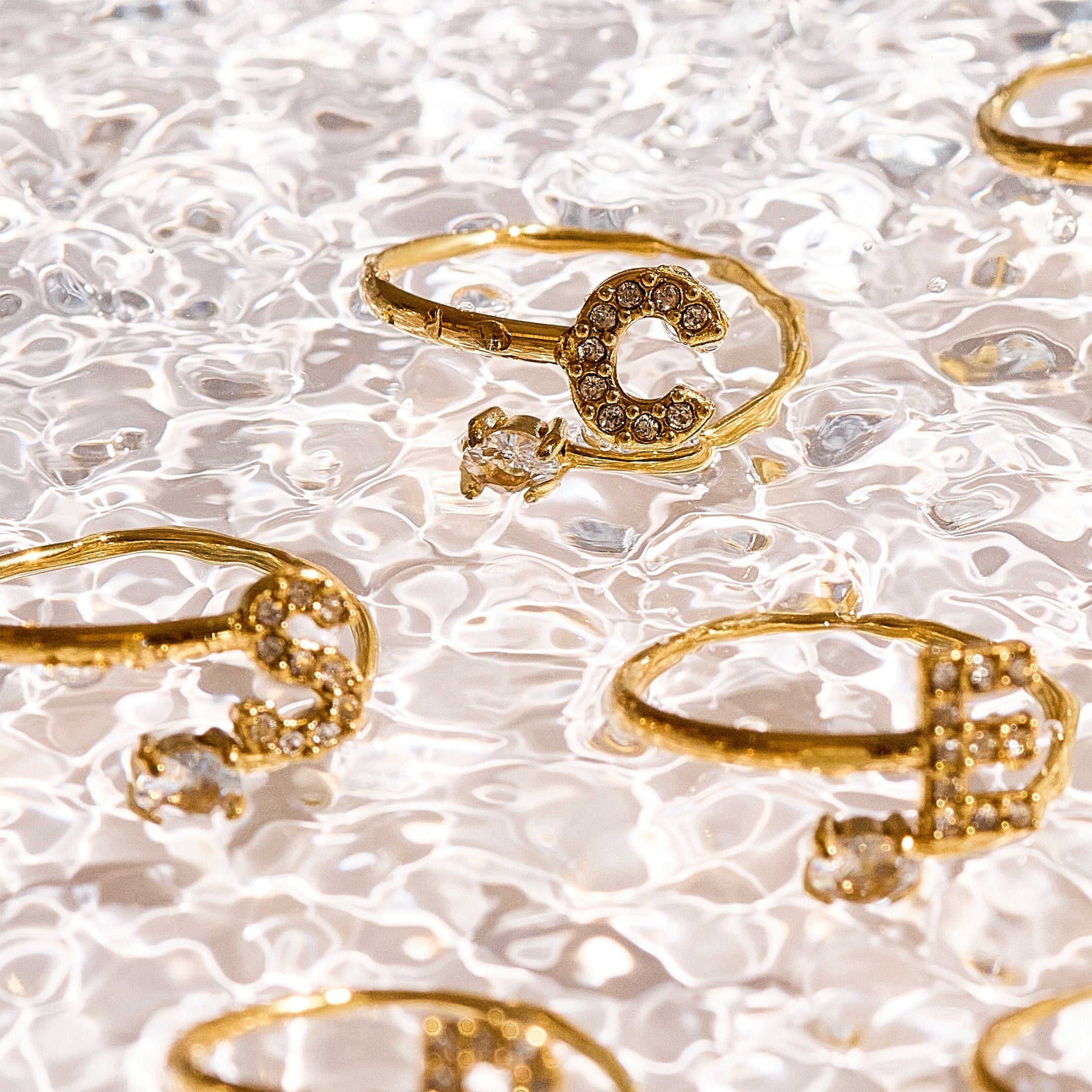 Sparkle Initial Wrap Ring Angel