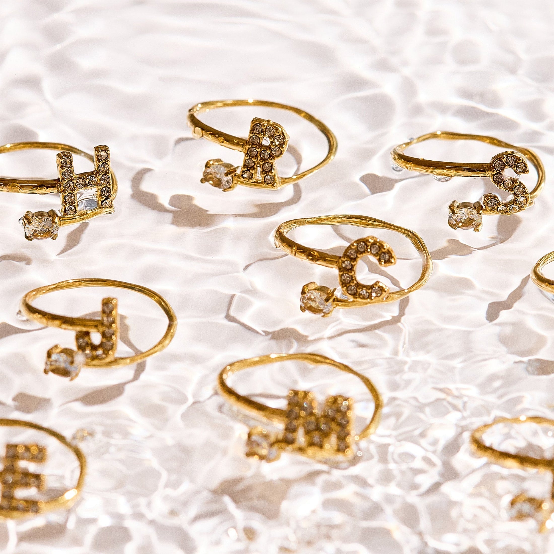 Sparkle Initial Wrap Ring Angel