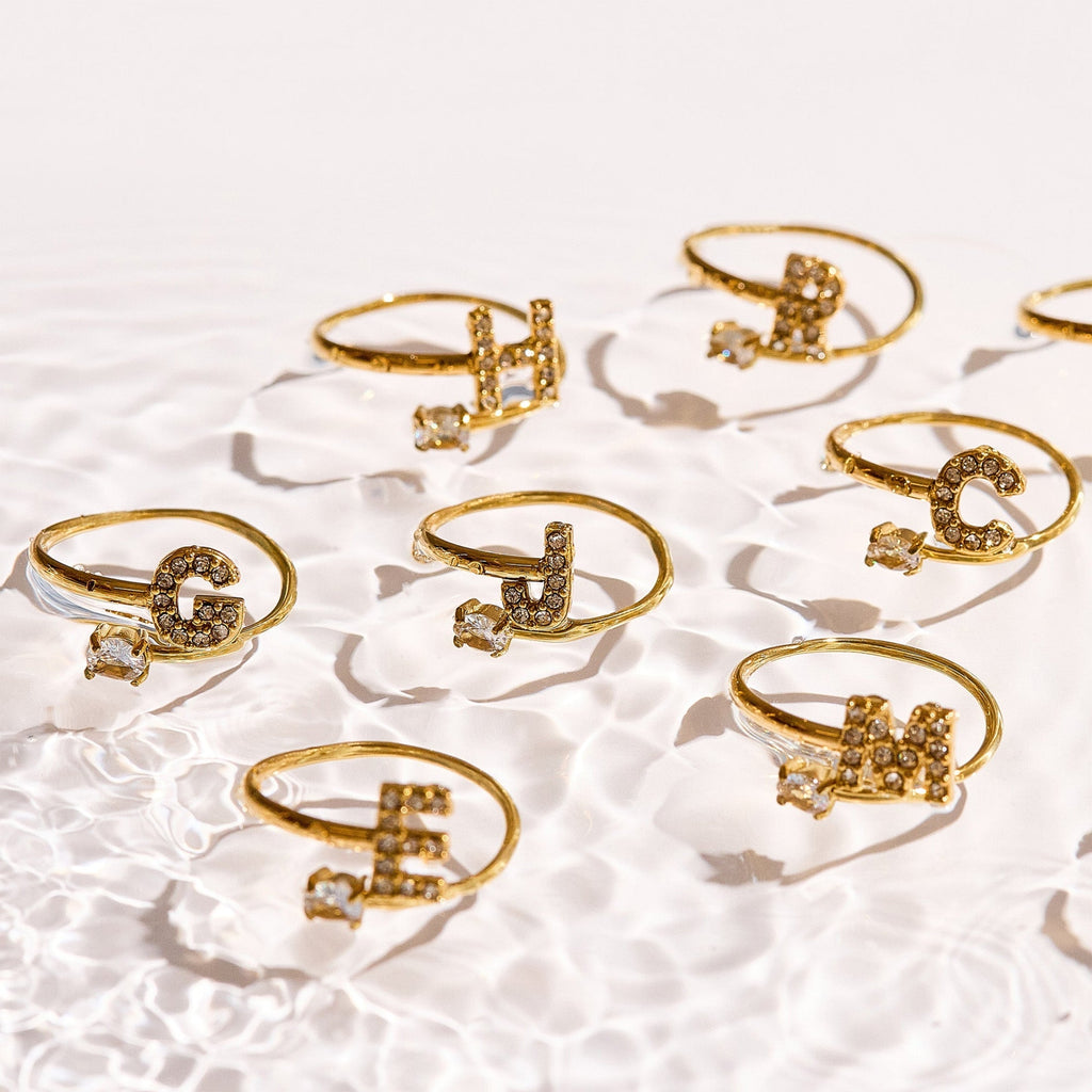 Sparkle Initial Wrap Ring Angel