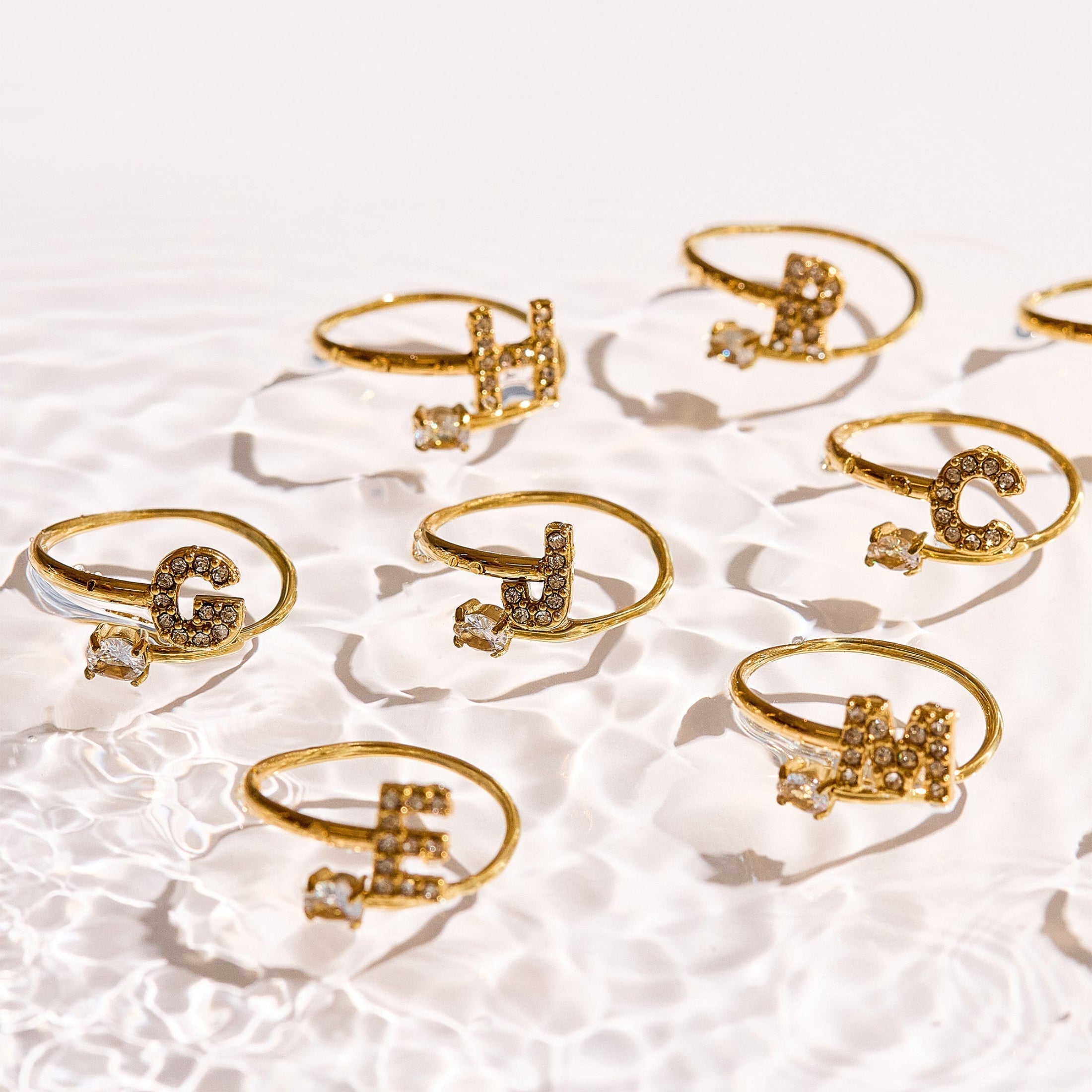 Sparkle Initial Wrap Ring Angel