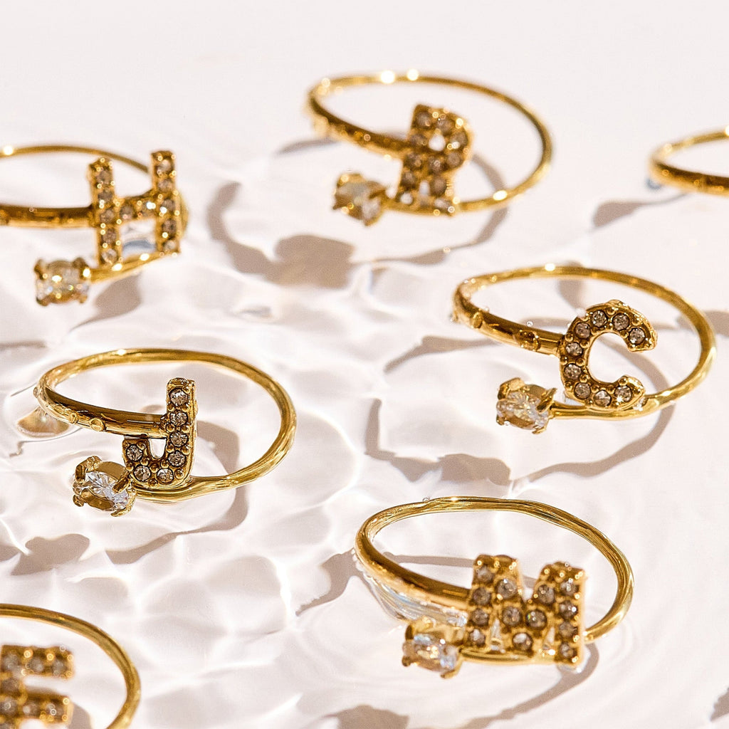 Sparkle Initial Wrap Ring Angel