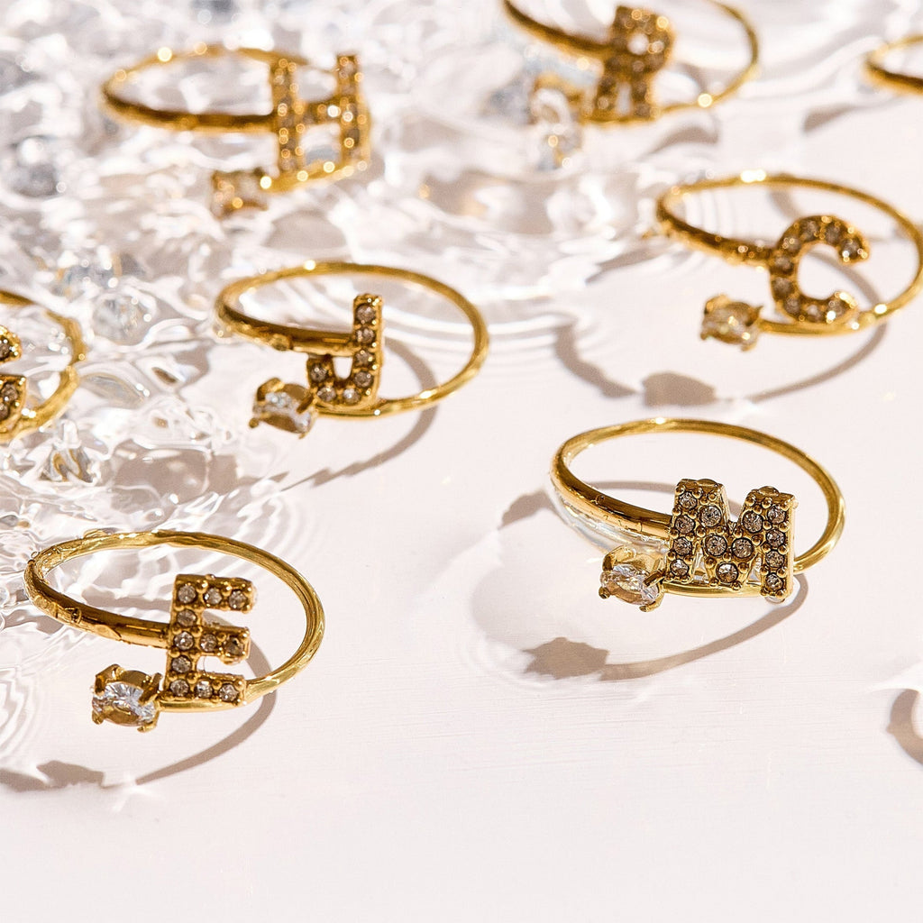 Sparkle Initial Wrap Ring Angel